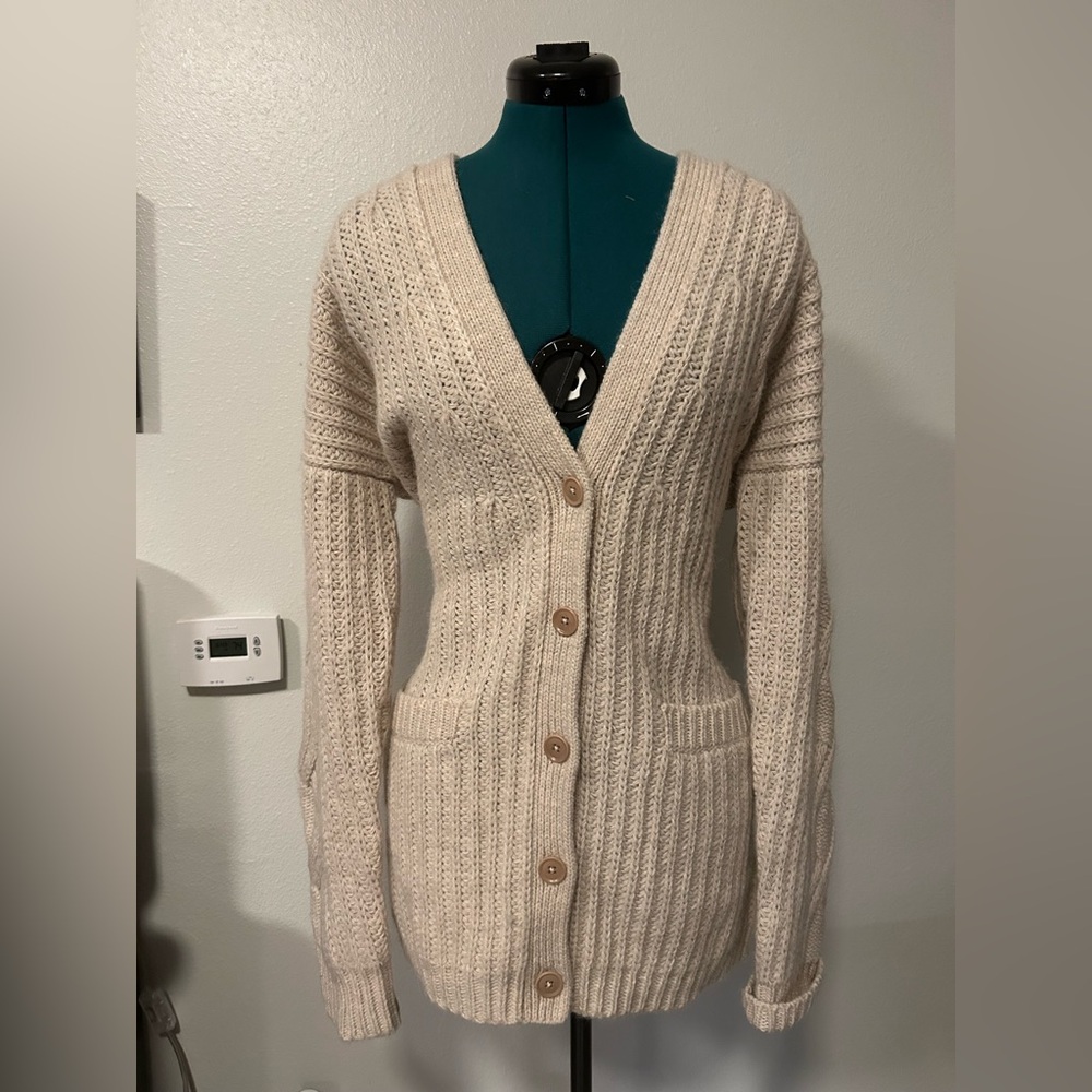 Banana Republic Beige Button-Up cable Knit Cardigan